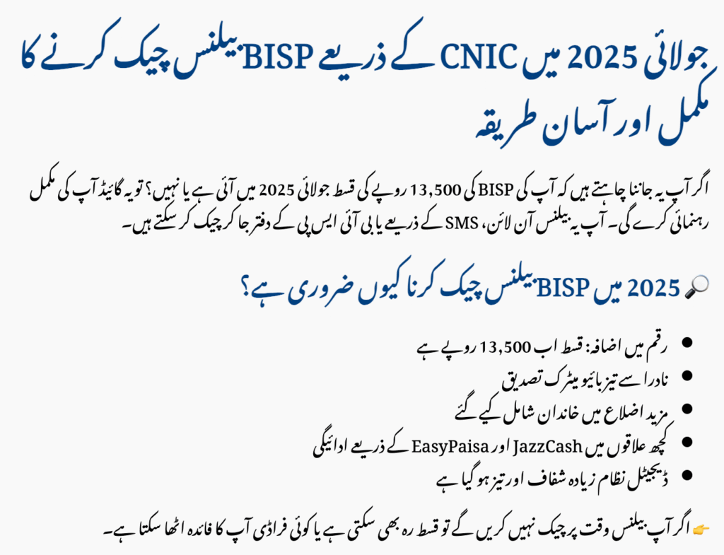 Check BISP Balance by CNIC