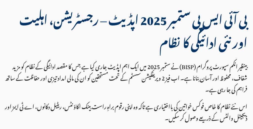 BISP September 2025 Update