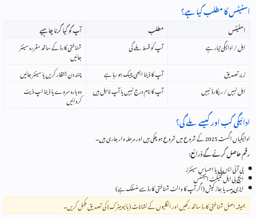 Ehsaas Program 8171 August 2025 Payment Guide