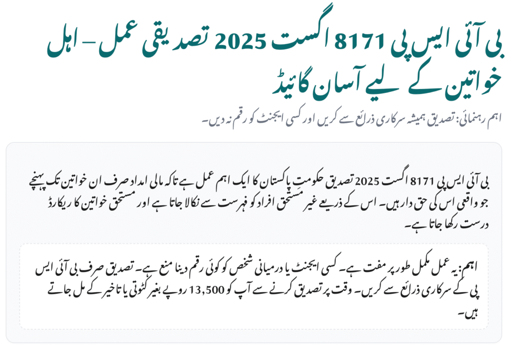 BISP 8171 August 2025 Verification